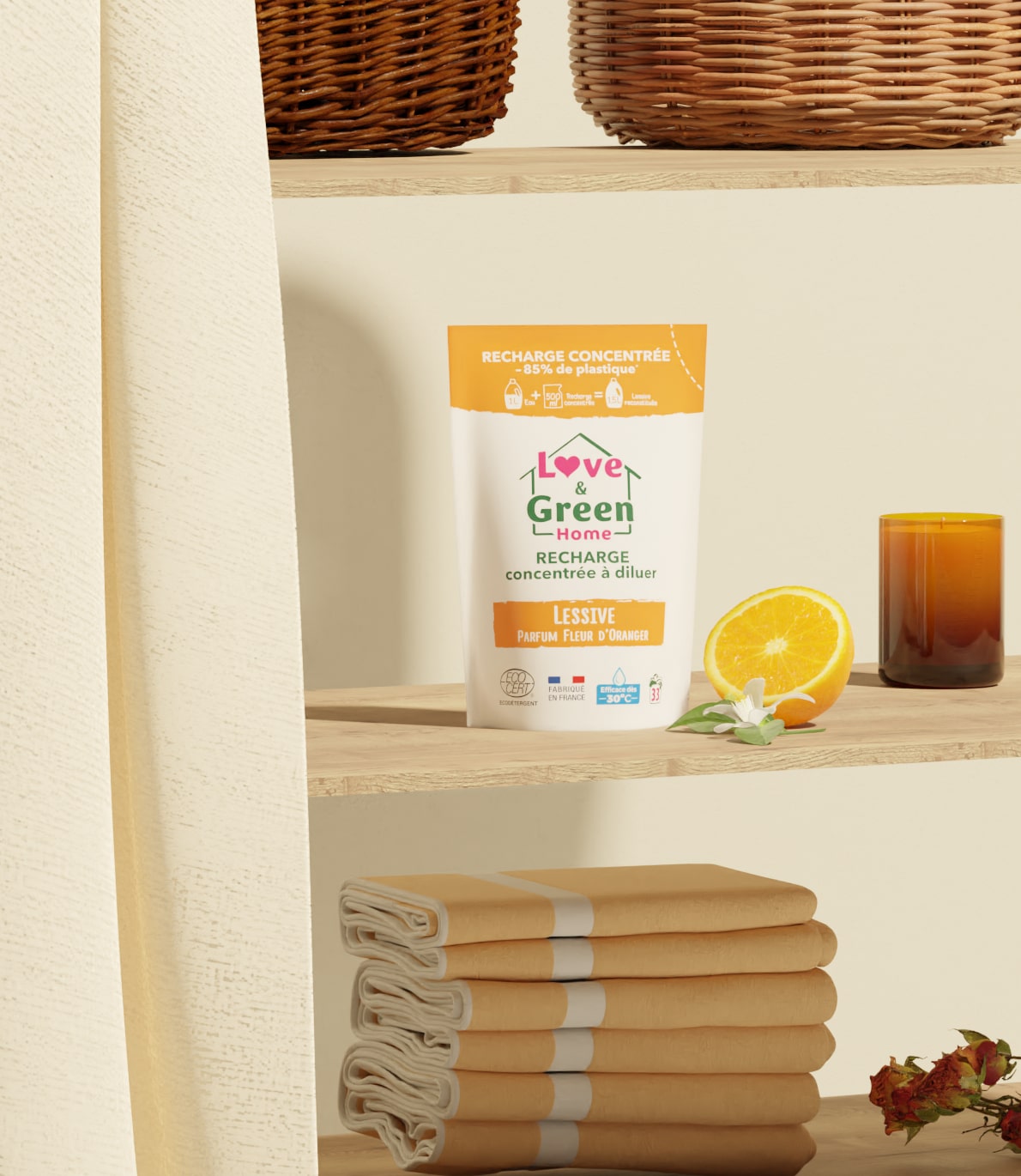 Love &amp; Green Home Ecologische allesreiniger - Oranjebloesemgeur - met baking soda - 750ml