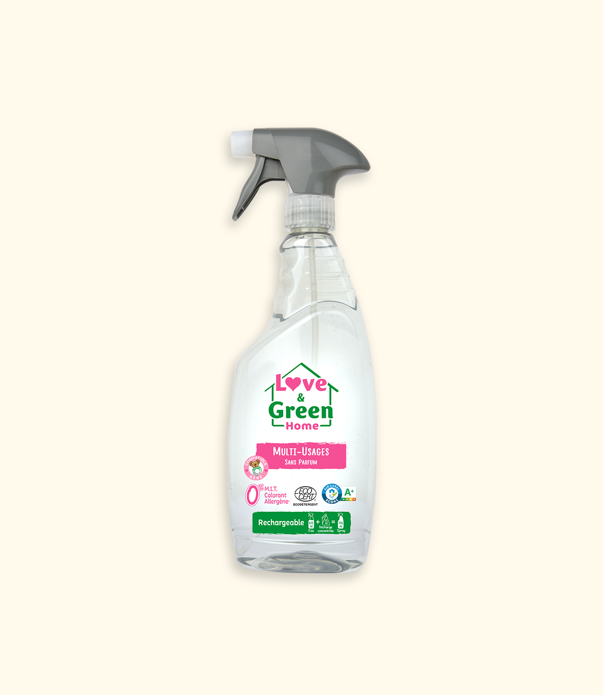 Love &amp; Green Home Ecologische multifunctionele reiniger, geurvrij - 750 ml