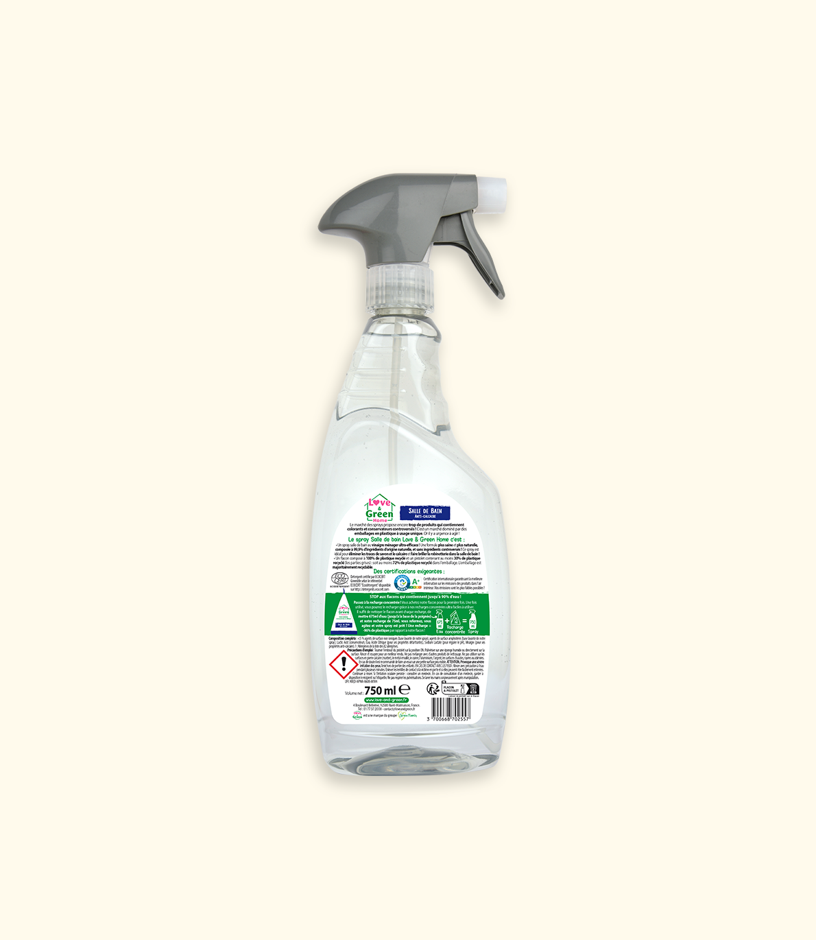 Love &amp; Green Home Ecologische anti-kalk badkamerreiniger met huishoudazijn - 750ml