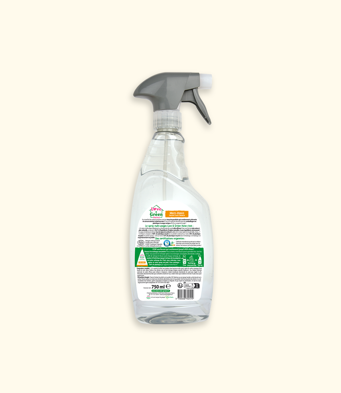 Love &amp; Green Home Ecologische allesreiniger - Oranjebloesemgeur - met baking soda - 750ml