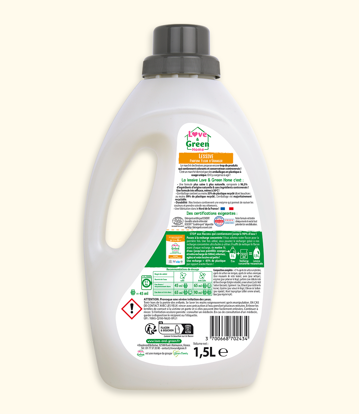 Ecological laundry detergent - Orange blossom scent - 1.5 L