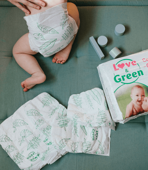 Love & Green - Couches Culottes Saines et Ecologiques Taille 6 (+16 kg)  Pack 1 Mois (64 culottes) - Absorbante, anti-fuites et sans ingrédients